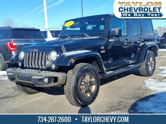 2017 Jeep Wrangler Unlimited 75th Anniversary Edition 4x4 in Black — front three-quarter view
