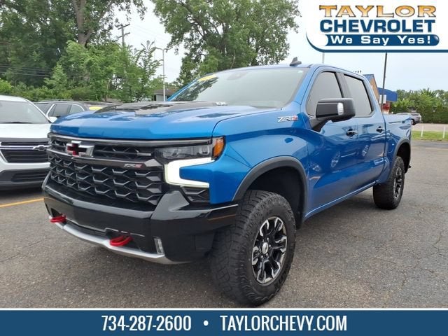 2023 Chevrolet Silverado 1500 ZR2 in Glacier Blue Metallic — front three-quarter view