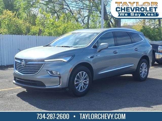 2023 Buick Enclave Essence in Moonstone Gray Metallic — front three-quarter view