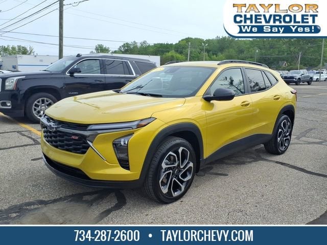 2025 Chevrolet Trax 2RS in Nitro Yellow Metallic — front three-quarter view