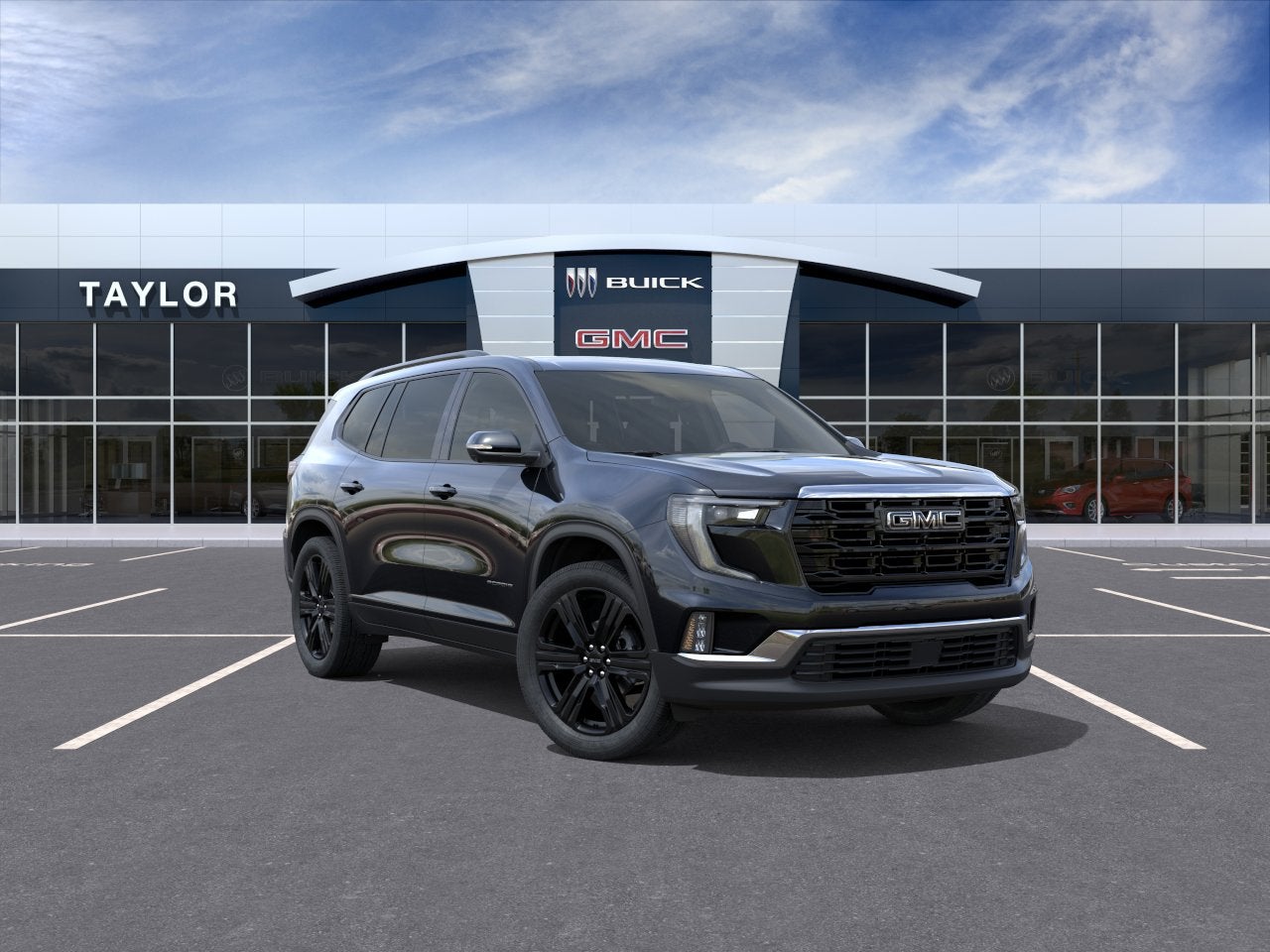 2026 GMC Acadia Elevation in Ebony Twilight Metallic — front three-quarter view