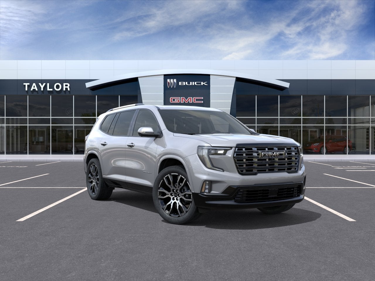 2026 GMC Acadia Denali Ultimate in Sterling Metallic — front three-quarter view