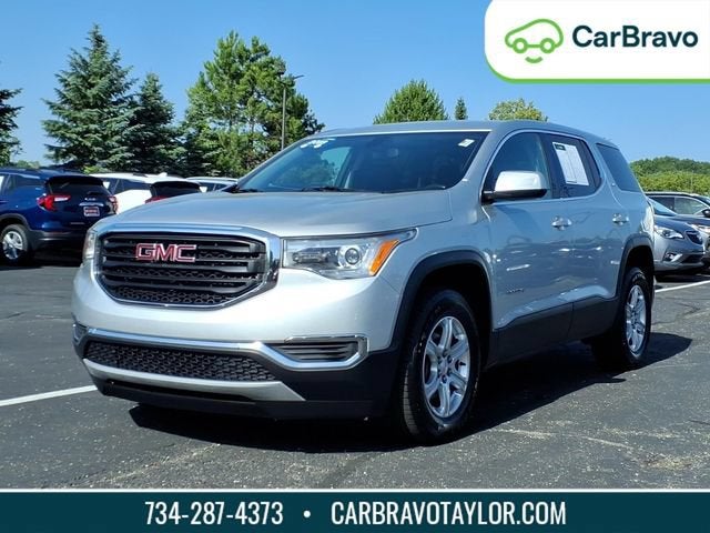 2018 GMC Acadia SLE in Quicksilver Metallic — front three-quarter view