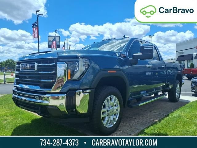 2024 GMC Sierra 2500 HD SLT in Downpour Metallic — front three-quarter view