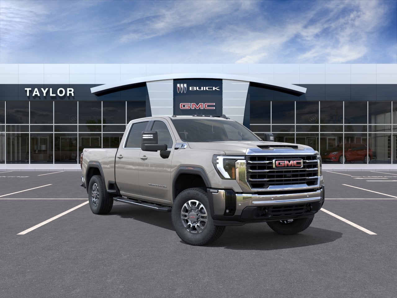 2026 GMC Sierra 2500 HD SLE in Coastal Dune — front three-quarter view