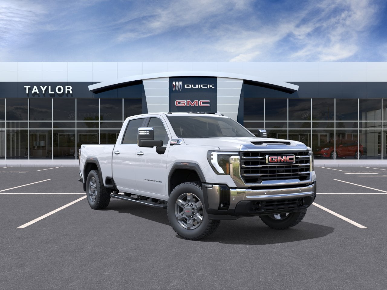 2026 GMC Sierra 2500 HD SLT in Summit White — front three-quarter view