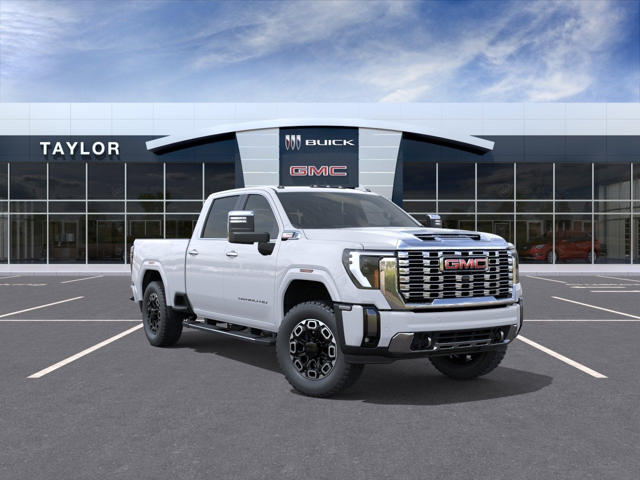 2026 GMC Sierra 2500 HD Denali in Glacier White Tricoat — front three-quarter view