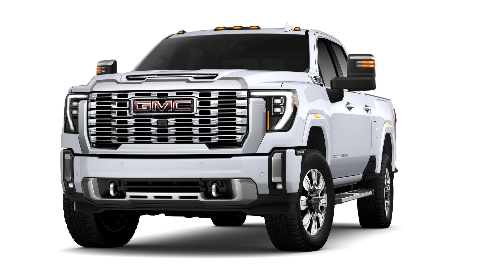 2026 GMC Sierra 2500 HD Denali in Glacier White Tricoat — front three-quarter view