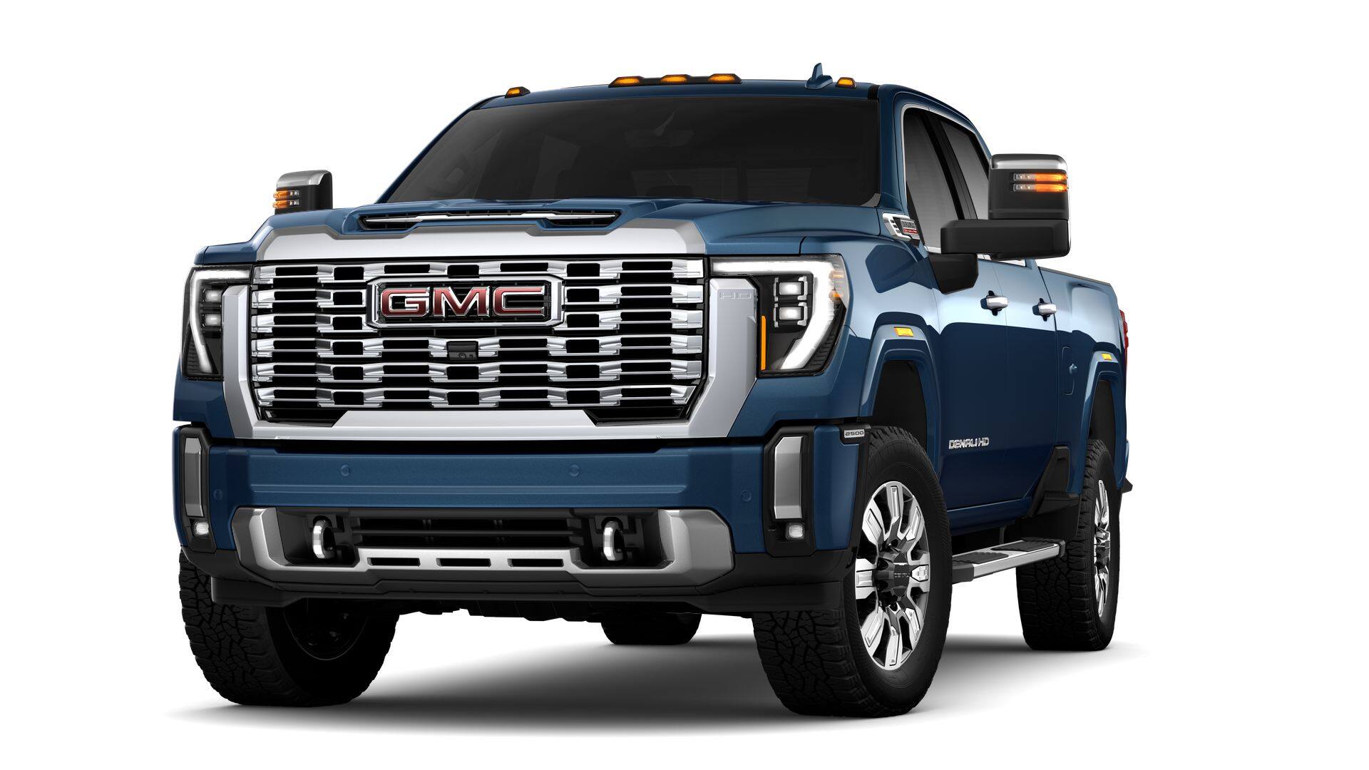 2026 GMC Sierra 2500 HD Denali in Downpour Metallic — front three-quarter view
