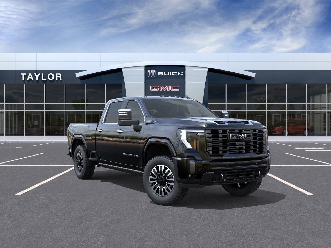 2026 GMC Sierra 3500 HD Denali Ultimate in Onyx Black — front three-quarter view