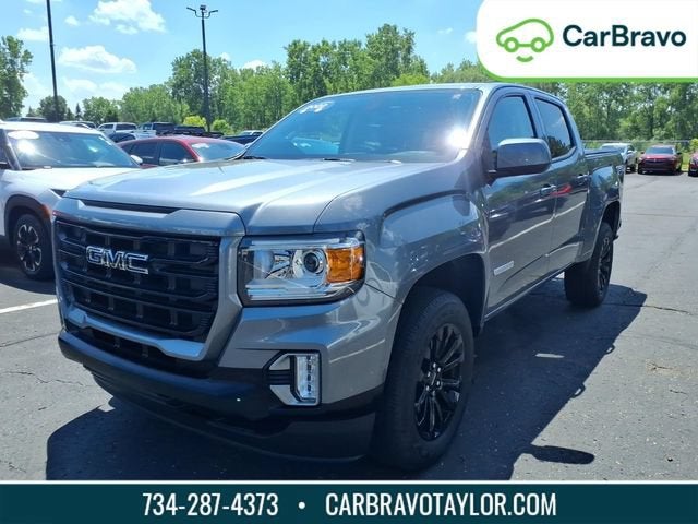 2022 GMC Canyon Elevation in Satin Steel Metallic — front three-quarter view