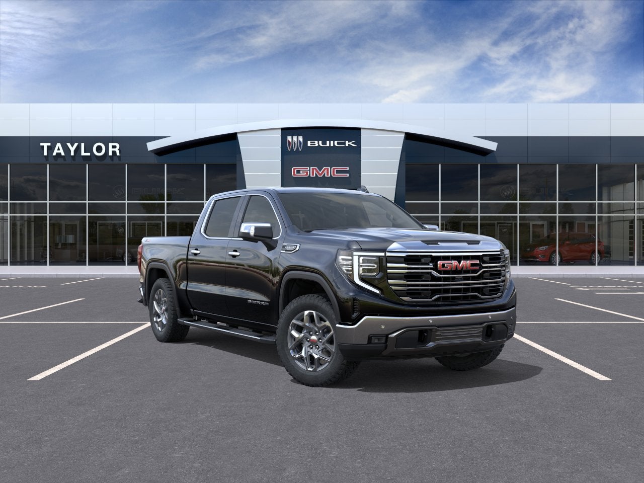 2026 GMC Sierra 1500 SLT in Onyx Black — front three-quarter view