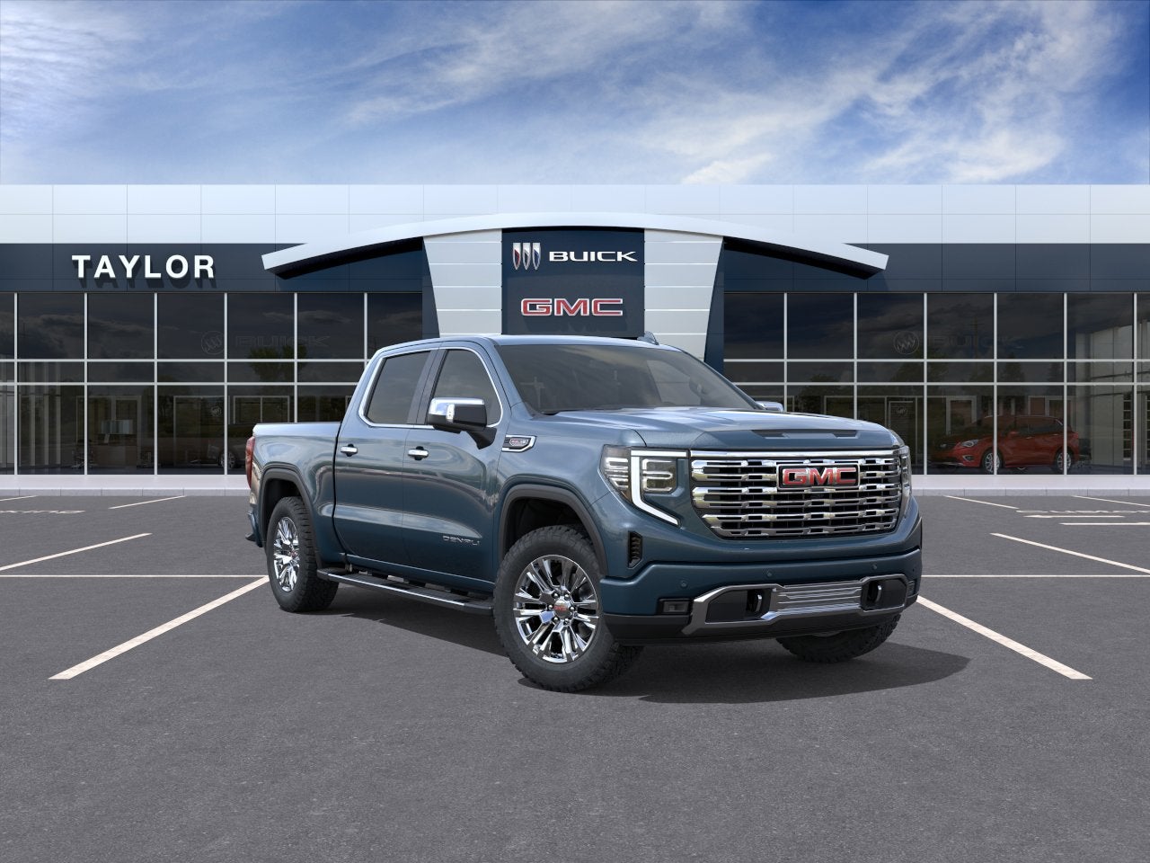 2026 GMC Sierra 1500 Denali in Downpour Metallic — front three-quarter view