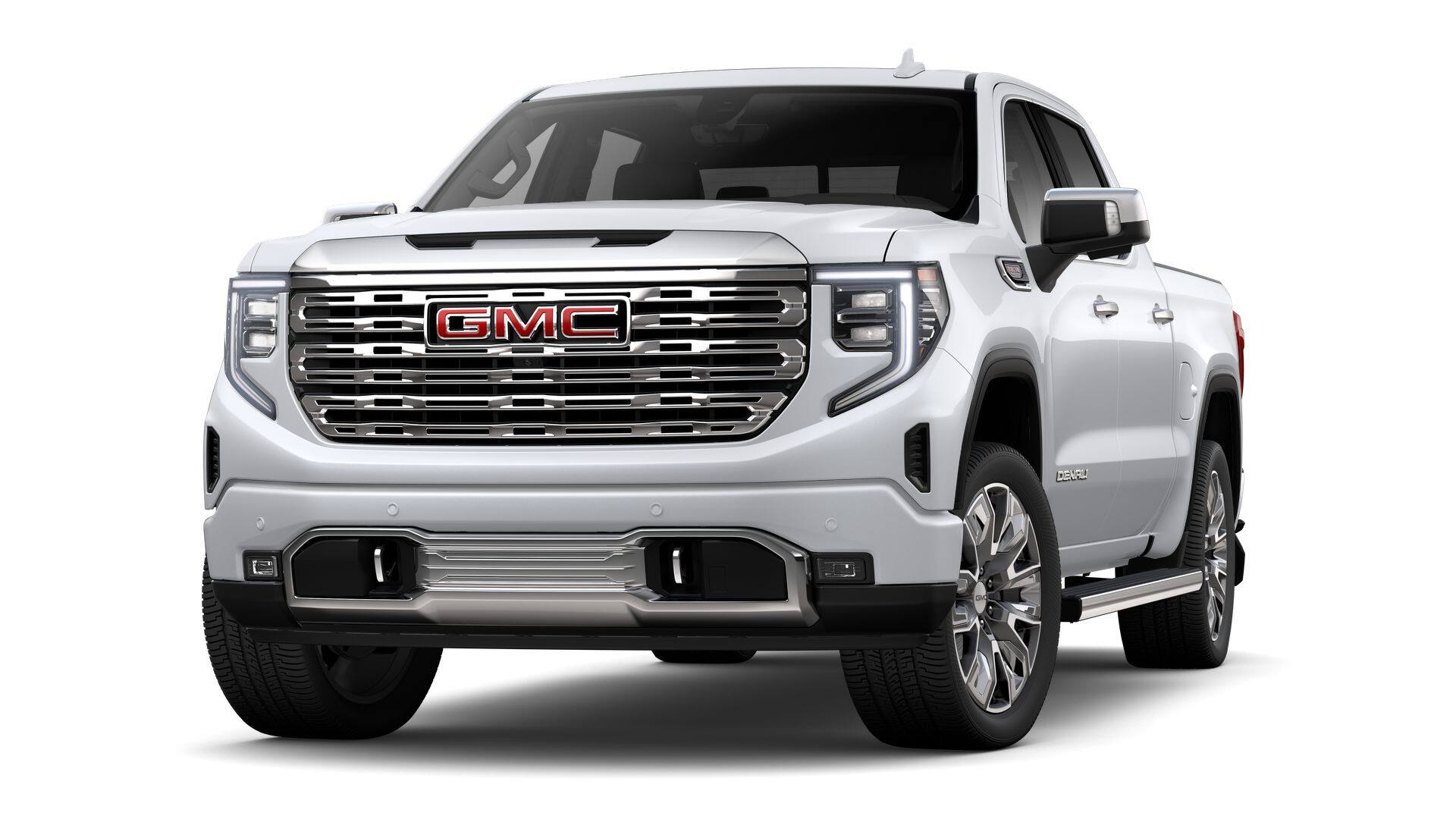 2026 GMC Sierra 1500 Denali in Glacier White Tricoat — front three-quarter view