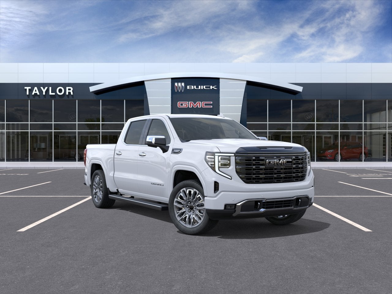 2026 GMC Sierra 1500 Denali Ultimate in Glacier White Tricoat — front three-quarter view