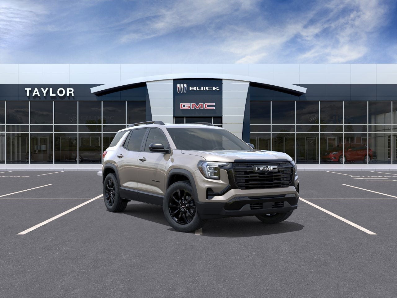 2026 GMC Terrain Elevation in Riverstone Metallic — front three-quarter view