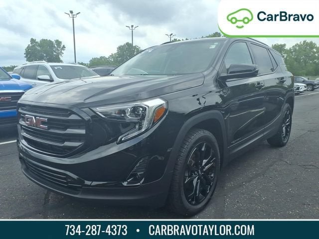 2021 GMC Terrain SLT in Ebony Twilight Metallic — front three-quarter view