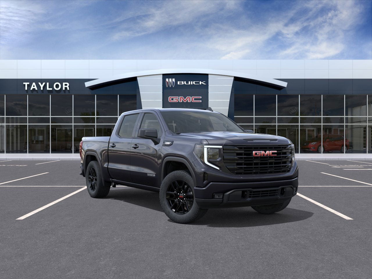2026 GMC Sierra 1500 Elevation in Titanium Rush Metallic — front three-quarter view