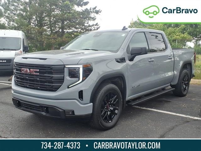 2024 GMC Sierra 1500 Elevation in Thunderstorm Gray — front three-quarter view