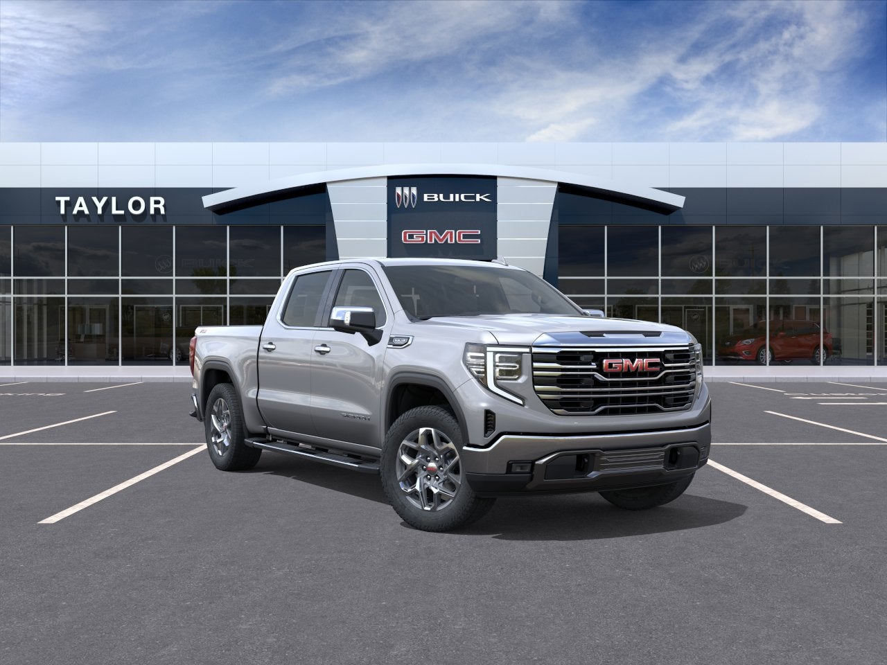 2026 GMC Sierra 1500 SLT in Sterling Metallic — front three-quarter view