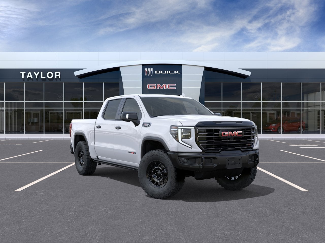 2026 GMC Sierra 1500 AT4X in Summit White — front three-quarter view
