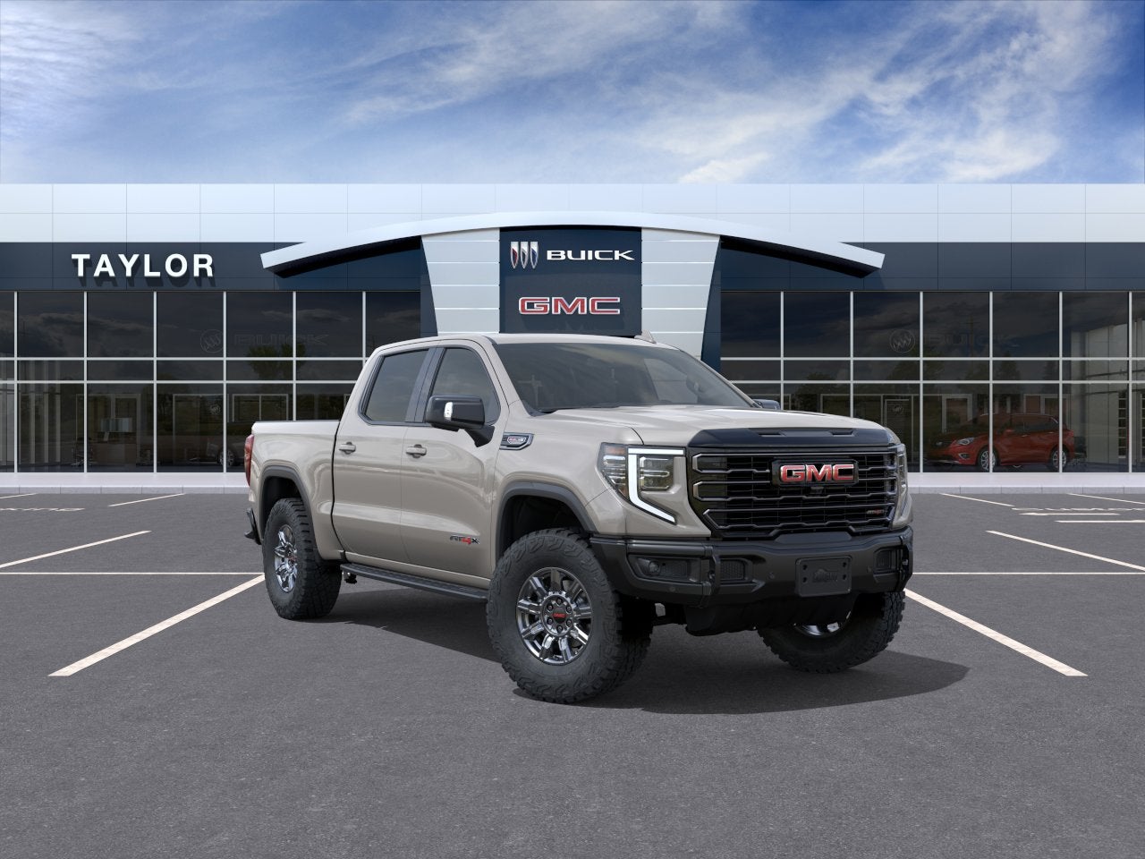 2026 GMC Sierra 1500 AT4X in Coastal Dune — front three-quarter view