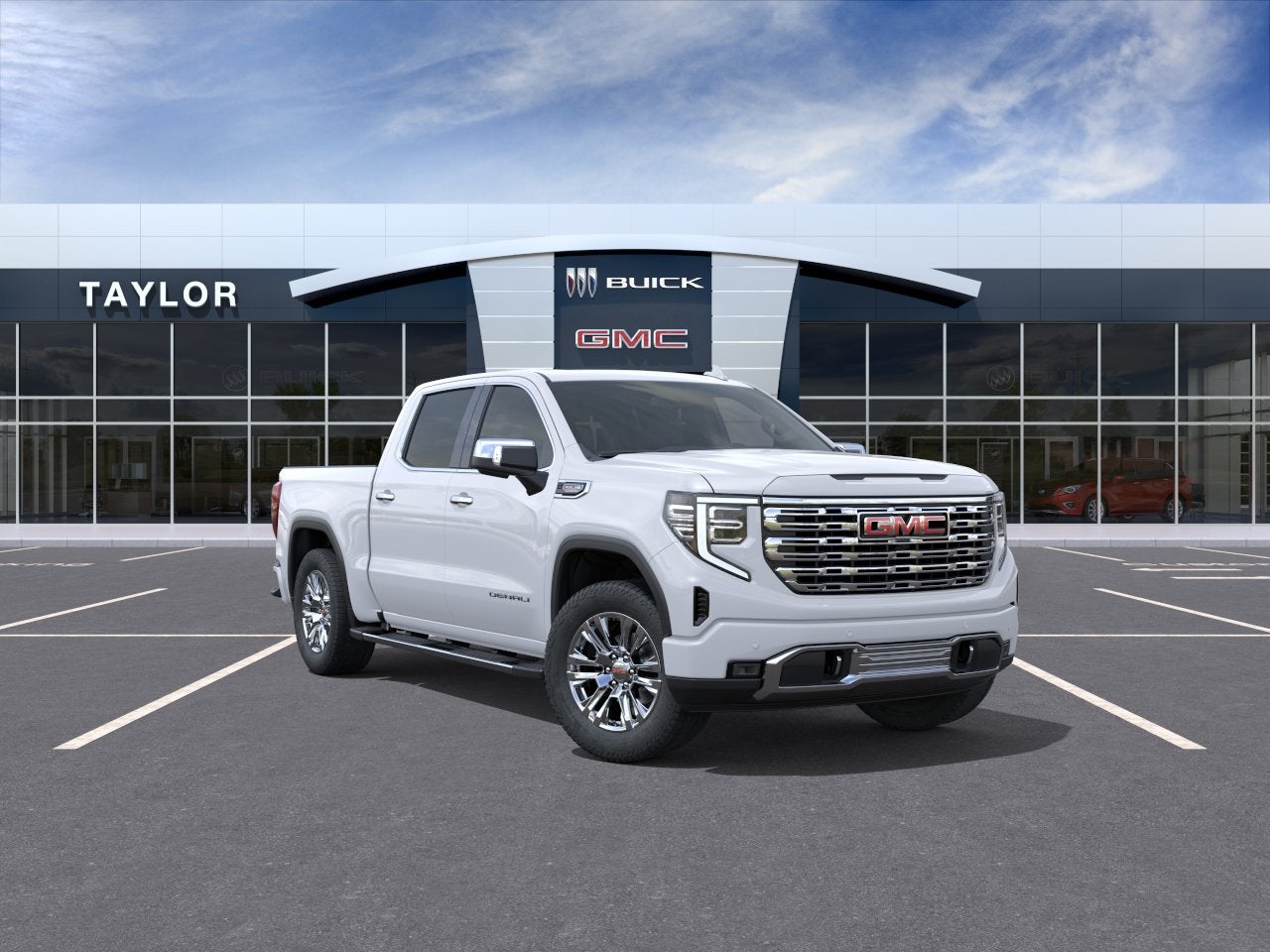 2026 GMC Sierra 1500 Denali in Glacier White Tricoat — front three-quarter view