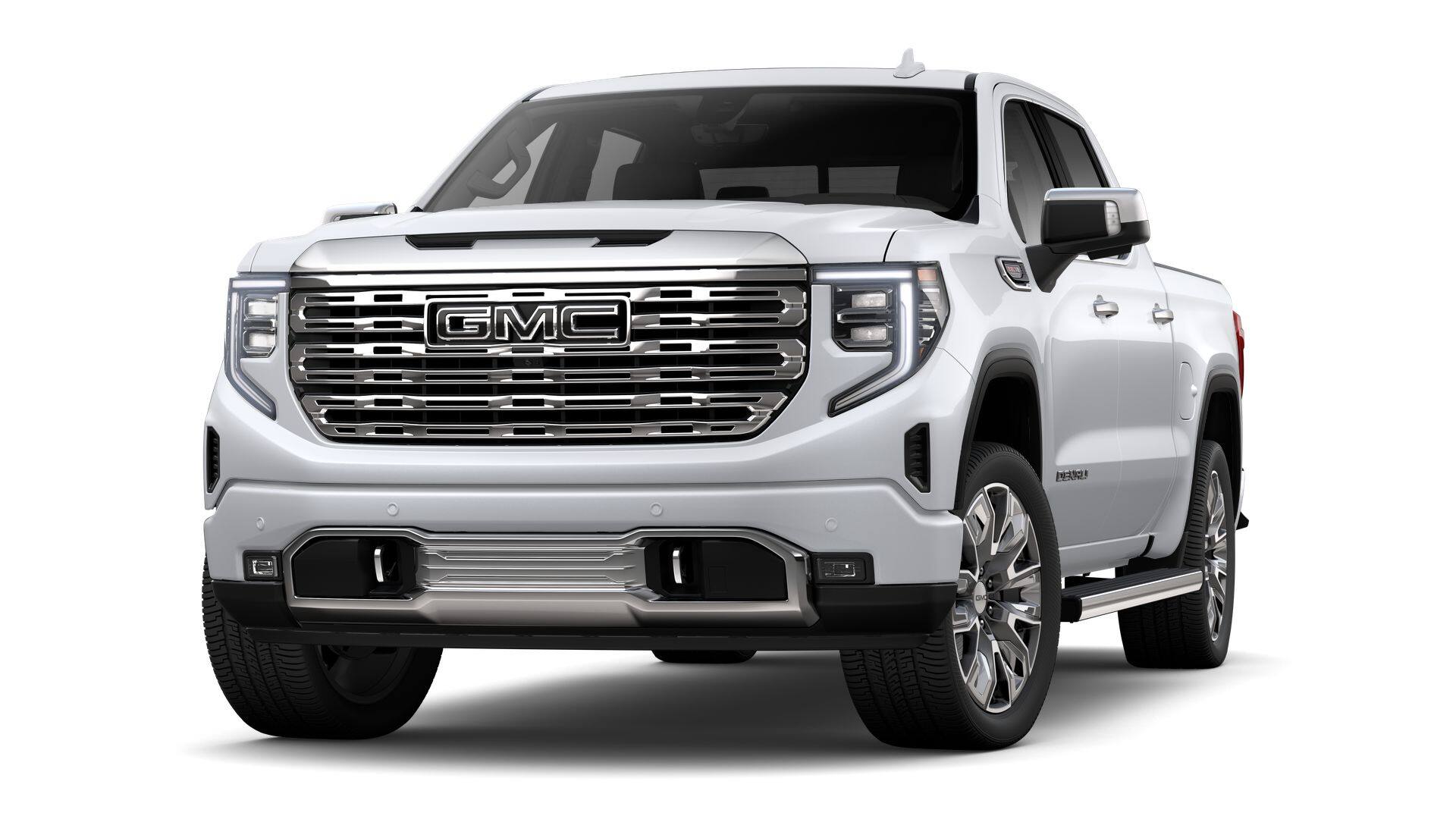 2026 GMC Sierra 1500 Denali in Glacier White Tricoat — front three-quarter view