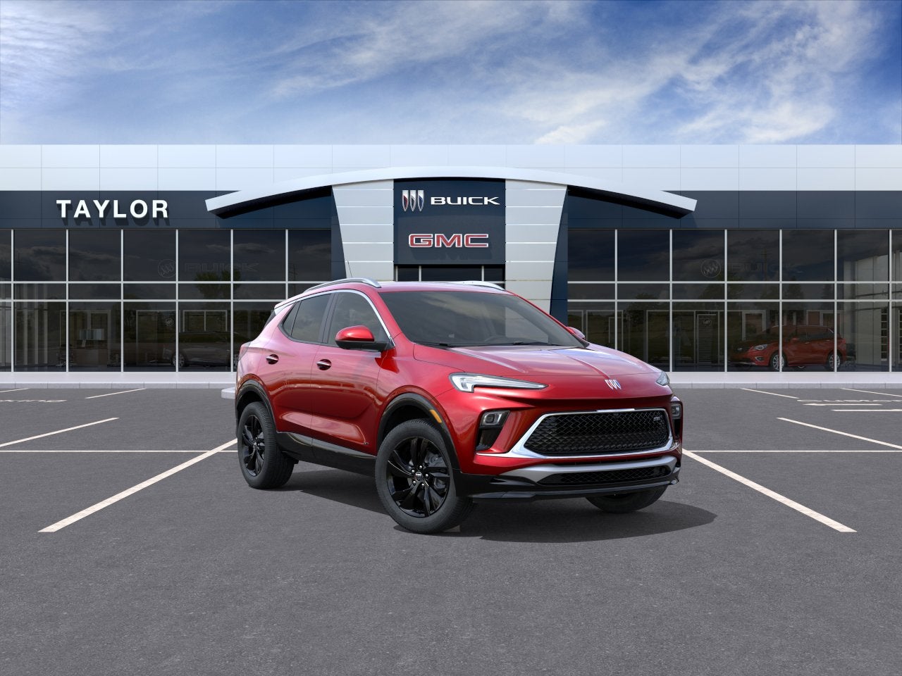 2026 Buick Encore GX Sport Touring in Brilliant Red — front three-quarter view
