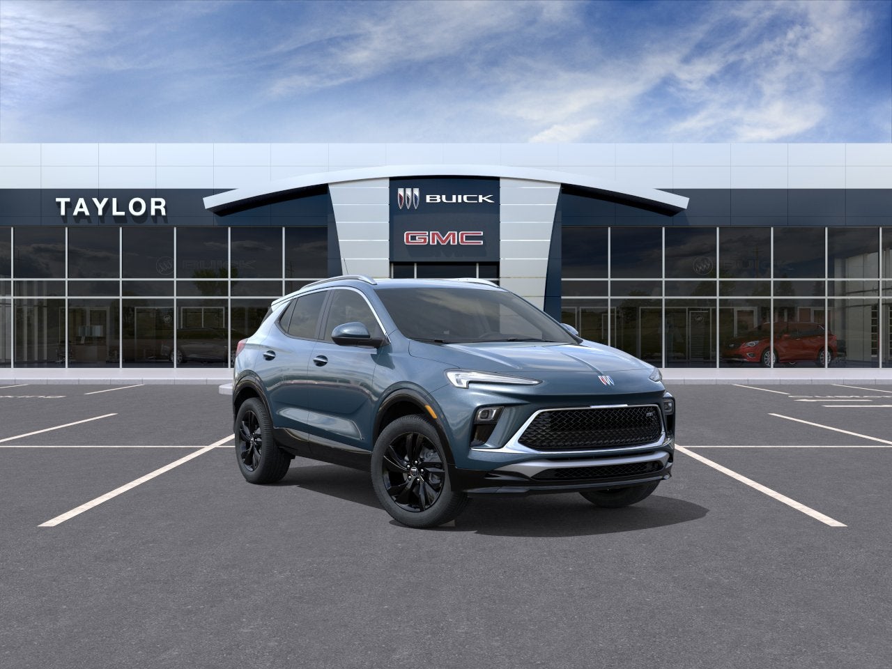 2026 Buick Encore GX Sport Touring in Ocean Blue Metallic — front three-quarter view